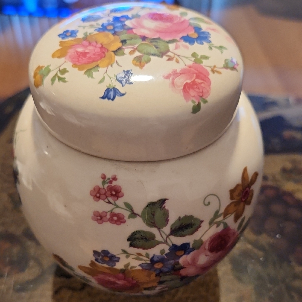$15 Add On Sadler Floral Ceramic Jar with Lid